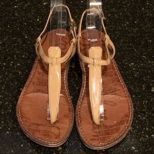 Sam Edelman Gigi Thong Sandal In Nude Patent 6.5